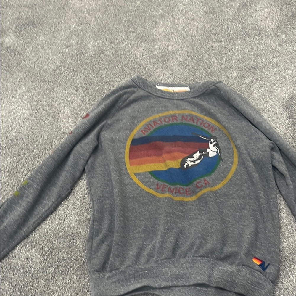 Aviator Nation Charcoal Sweatshirt with Multicolor Logo